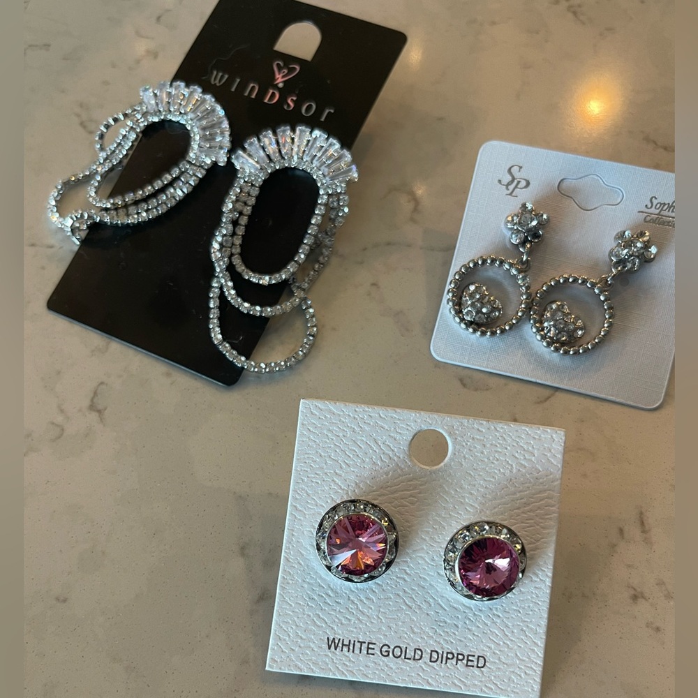 NWT 3 sparkly Earrings Sets